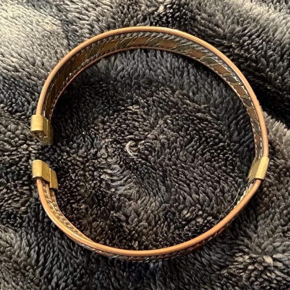 Mixed Metal Copper Brass Silver Geometric Cuff Bracelet